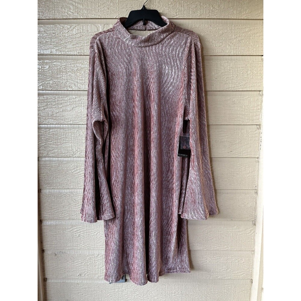 Eloquii womens Velvet Open Back Knit Short Mini Dress size 24 Salmon Pink - Picture 4 of 10